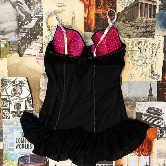 Lace and bow adorable mini slip dress - Picture 6 of 7